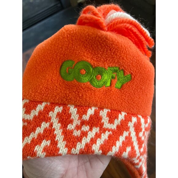 Disneyland Resort Orange Goofy Knit Hat Fleece Lined Ski Toboggin Adult - Picture 8 of 8